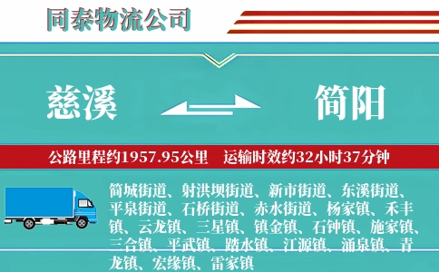 慈溪到简阳物流公司