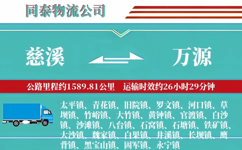 慈溪到万源物流公司