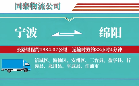 宁波到绵阳专线