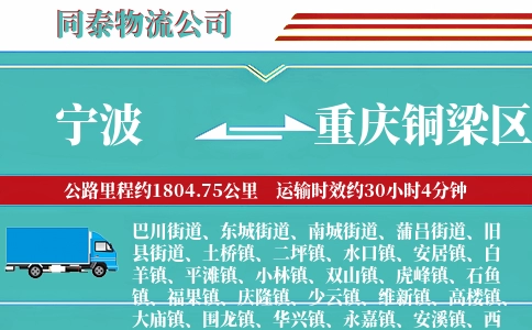 宁波到重庆铜梁区物流公司