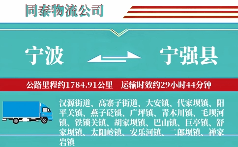 宁波到宁强县物流公司