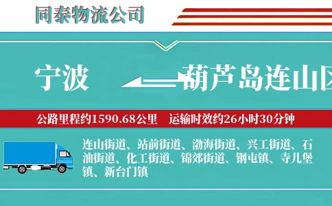 宁波到葫芦岛连山区物流公司