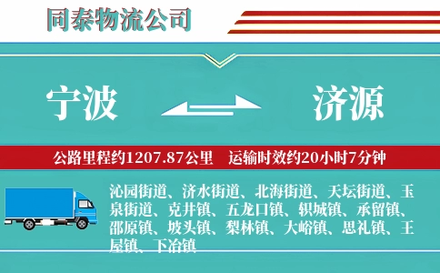 宁波到济源物流公司