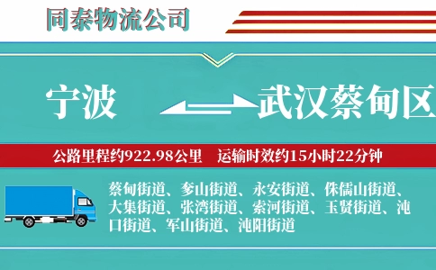 宁波到武汉蔡甸区物流公司