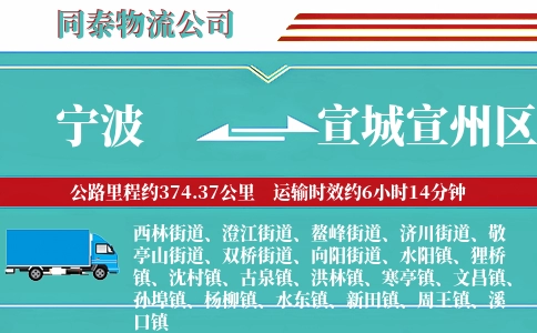 宁波到宣城宣州区物流公司