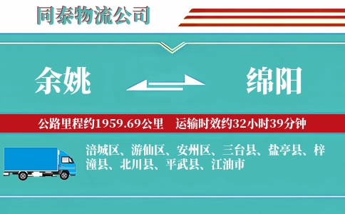 余姚到绵阳物流公司