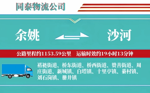 余姚到沙河物流公司